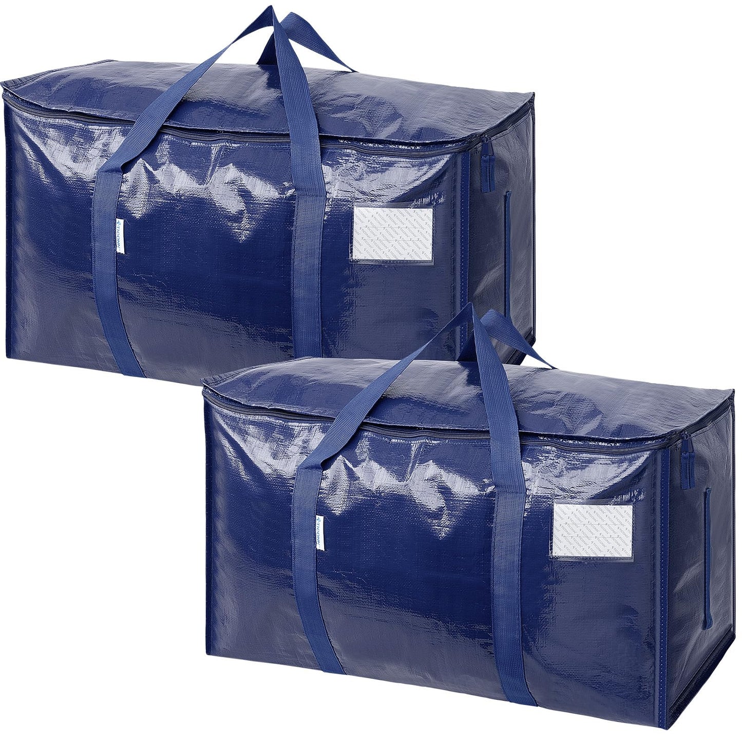TICONN 2 Pack Extra Large Moving Bags Heavy Duty with Zippers & Carrying Handles, Durable Storage Bags Moving Boxes for Closet Organizers and Storage (2 Pack, Navy)