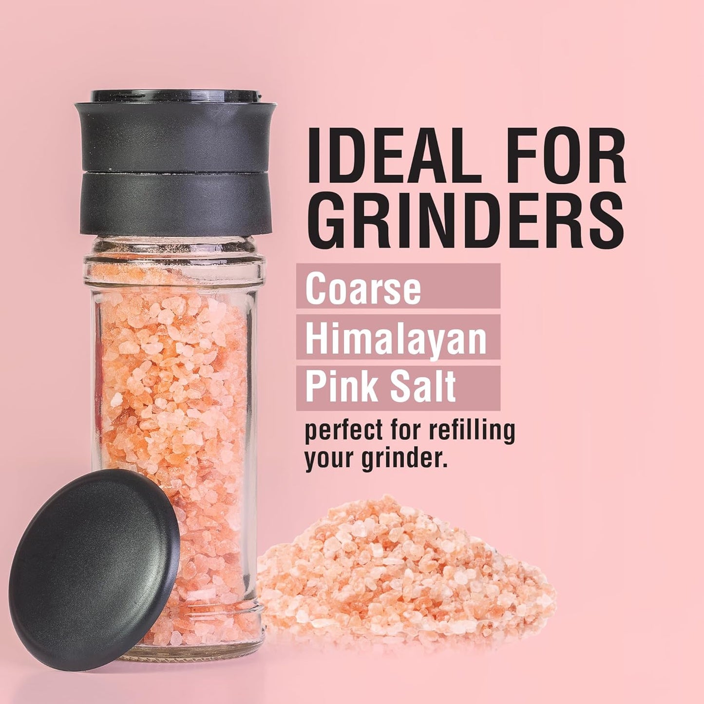 The Spice Lab Pink Himalayan Salt - Coarse Grain, 2.2 lb | Gourmet Kosher Crystal Grinder Refill