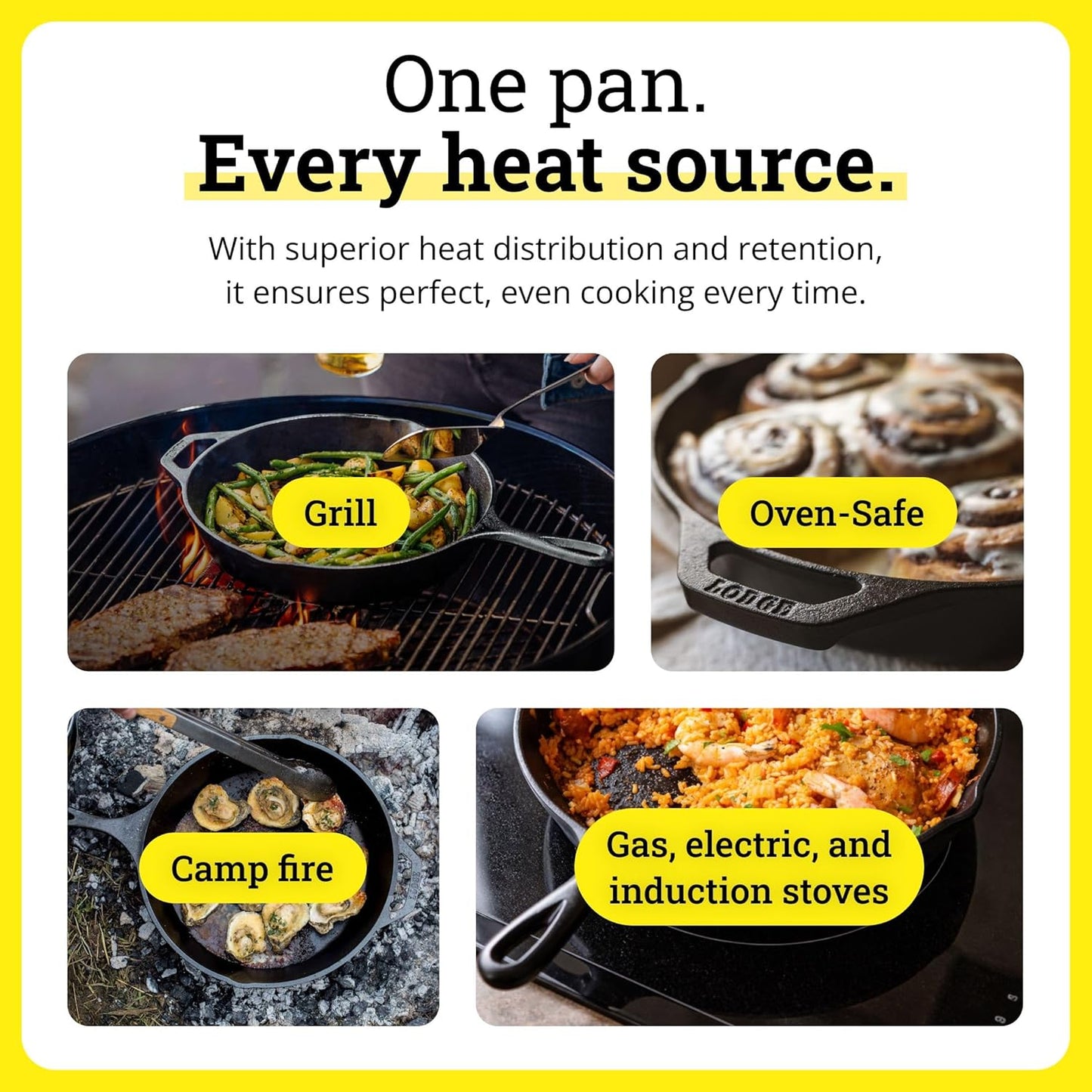 Lodge Seasoned Cast Iron Skillet - PFAS-Free Non-Toxic Cookware - Naturally Non-Stick & Oven Safe - 10.25 Inches