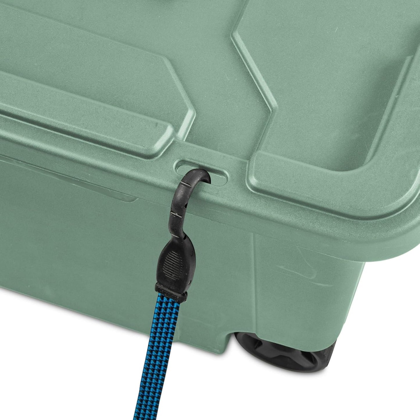 Skiennix 40 Gallon Wheeled Industrial Tote - Rugged Plastic Storage Bin with Latch Lid, Light Green, 2 Count