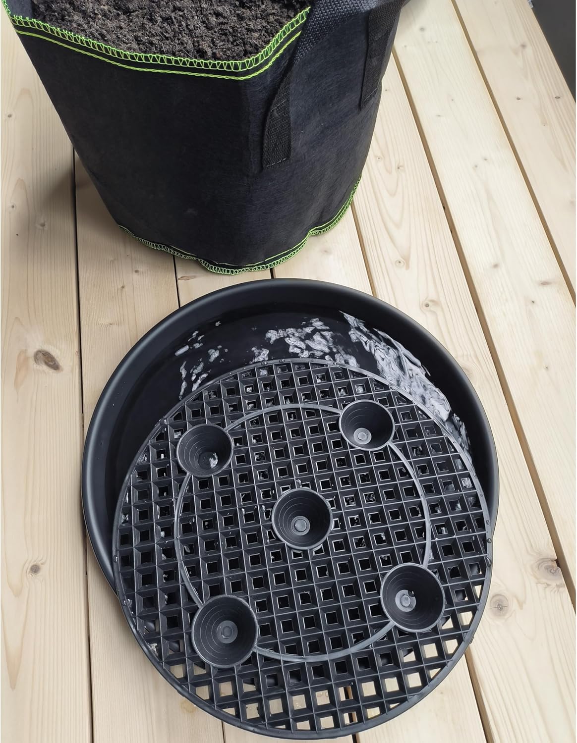 Skiennix Plant Saucer Stand - 14-Inch Elevated Self-Watering Tray | 4-Pack for Indoor/Outdoor Use