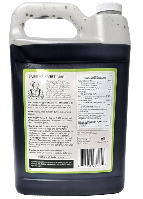 Farmer’s Secret Lawn Booster Fertilizer - Super Concentrated Formula for All Lawn Types | 128oz