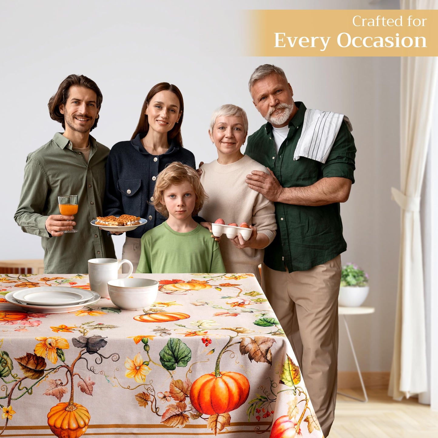 Maison d' Hermine Table Cloth Rectangle Table 100% Cotton 70 x 120 Inches Fall Tablecloth Reusable Everyday Use for Thanksgiving Christmas Decorations Dining Farmhouse Party (Potiron)