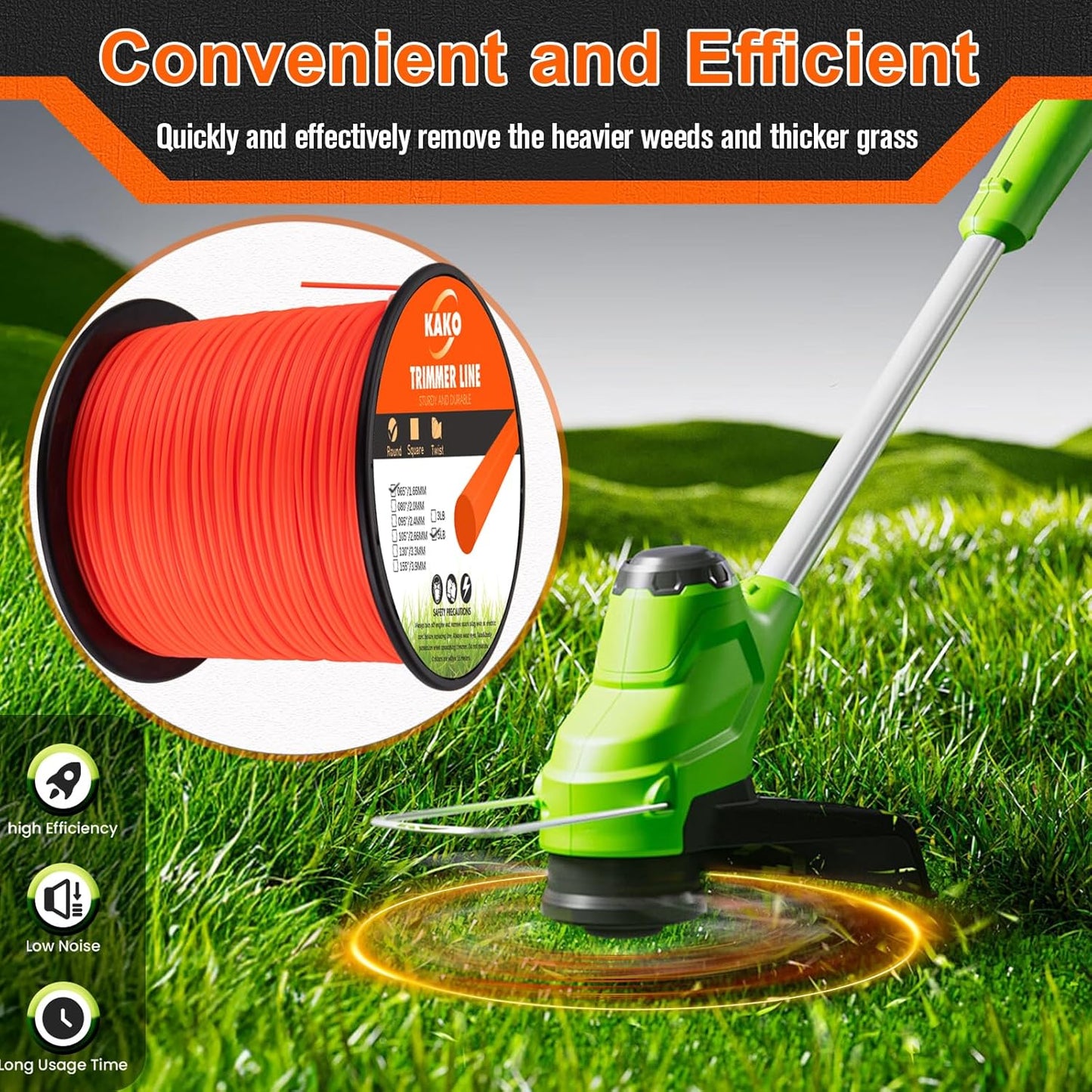 KAKO 065 Trimmer Line - Commercial Grade Round Weed Eater String | 0.065 Inch, 3000ft, 5lb