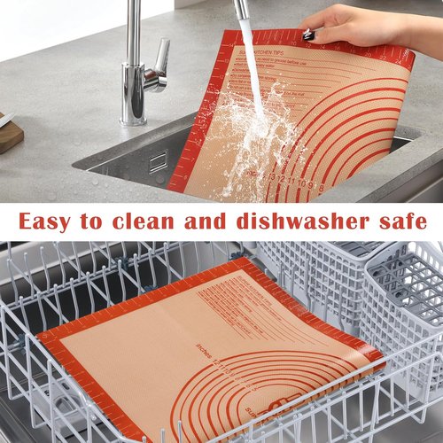 Folksy Super Kitchen Non-Slip Silicone Pastry Mat - Extra Large 16'' x 26'' with Measurements for Baking & Rolling Dough