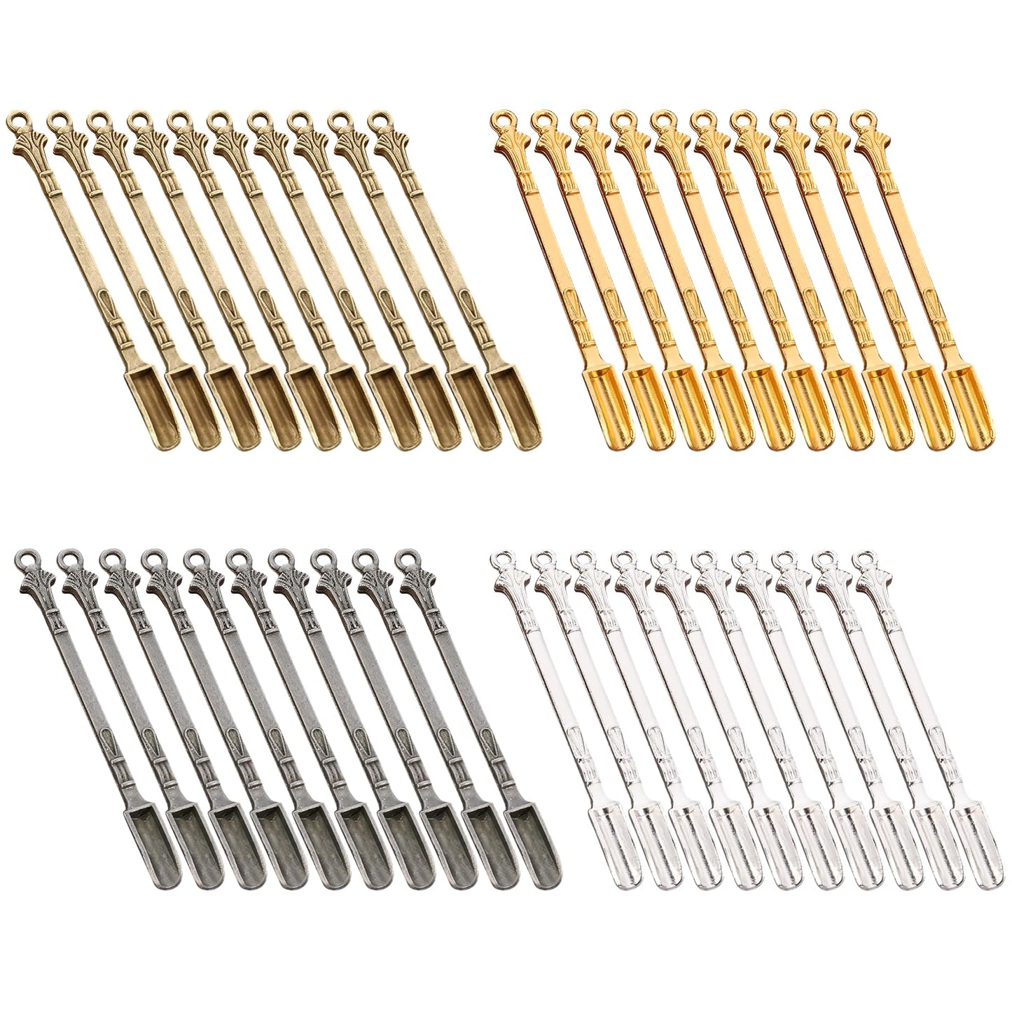 Tideme 40 Pcs Mini Shovel Spoons,Tiny Spoons for Powder,Metal Spoon Power Scoop Tableware Charm Mini Pendant Spoon for Measuring Spices,Herbs,Powder,Coffee,Sugar