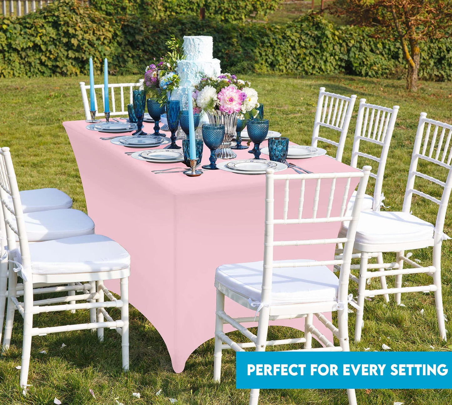 Utopia Kitchen Spandex Tablecloth 10 Pack [8FT, Pink] Tight, Fitted, Washable and Wrinkle Resistant Stretch Table Cloth Rectangle Cover for Trade Show, Weddings & Parties [96Lx30Wx30H Inch]