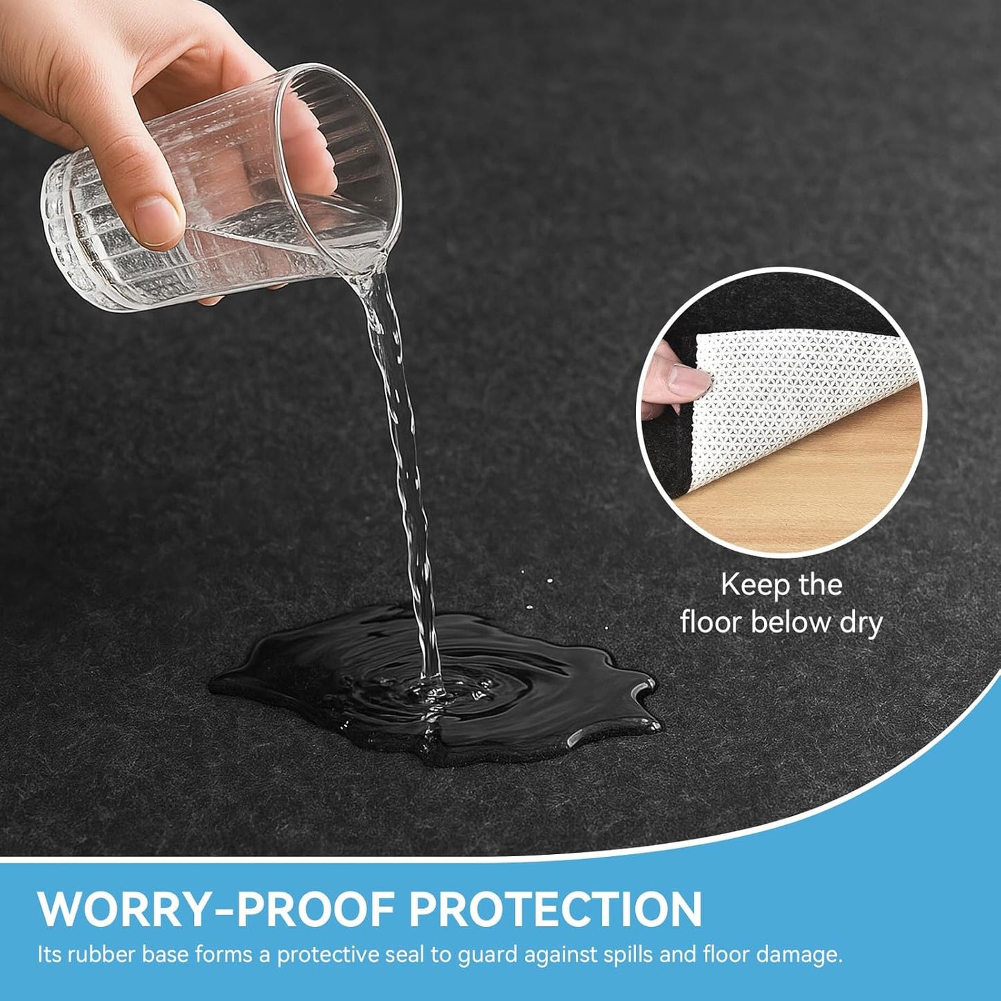 Warmstar 8x10 FT Non-Slip Rug Pad - 100% Waterproof Felt for Hardwood Floors, 1/8” Thick, Secure Grip