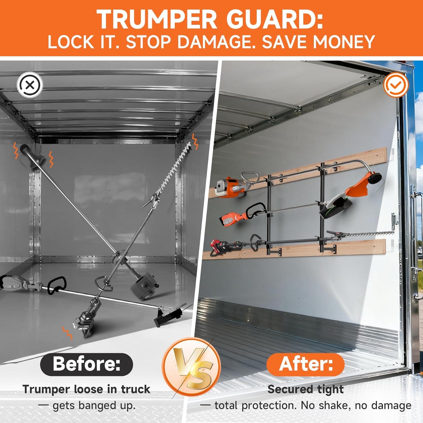Skiennix Weed Eater Rack - Durable Landscape Trimmer Holder for Enclosed Trailers | Lawn Equipment Accessory