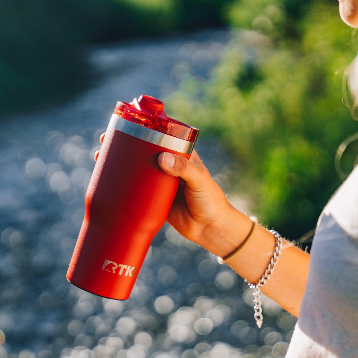 RTIC 30oz Essential Tumbler with Lid, Ceramic Lined, Insulated, Stainless Steel, Metal, Double Wall Vacuum-Insulation, Travel Cup for Iced Coffee, Tea, Hot and Cold Drink, Sunlight Glitter