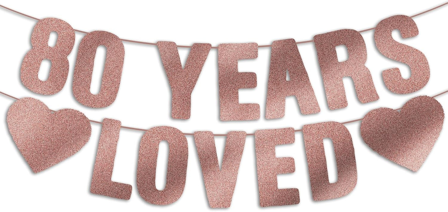 Regine Switzerland 80th Birthday Banner - Rose Gold Glitter, Elegant Decorations for Women