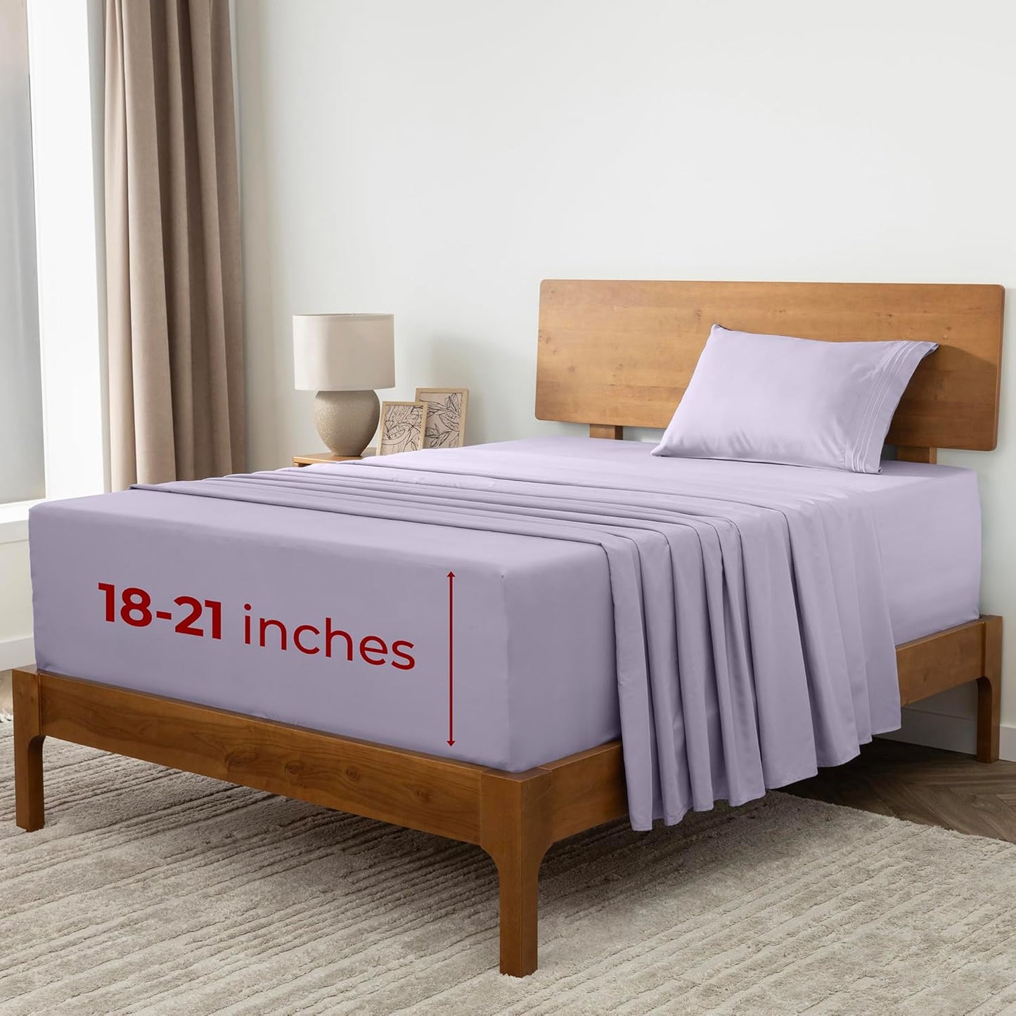 Mellanni Extra Deep Twin XL Sheets - Hotel Luxury Ultra Soft Cooling Bedding - Wrinkle & Fade Resistant (Twin Extra Long, Lavender)