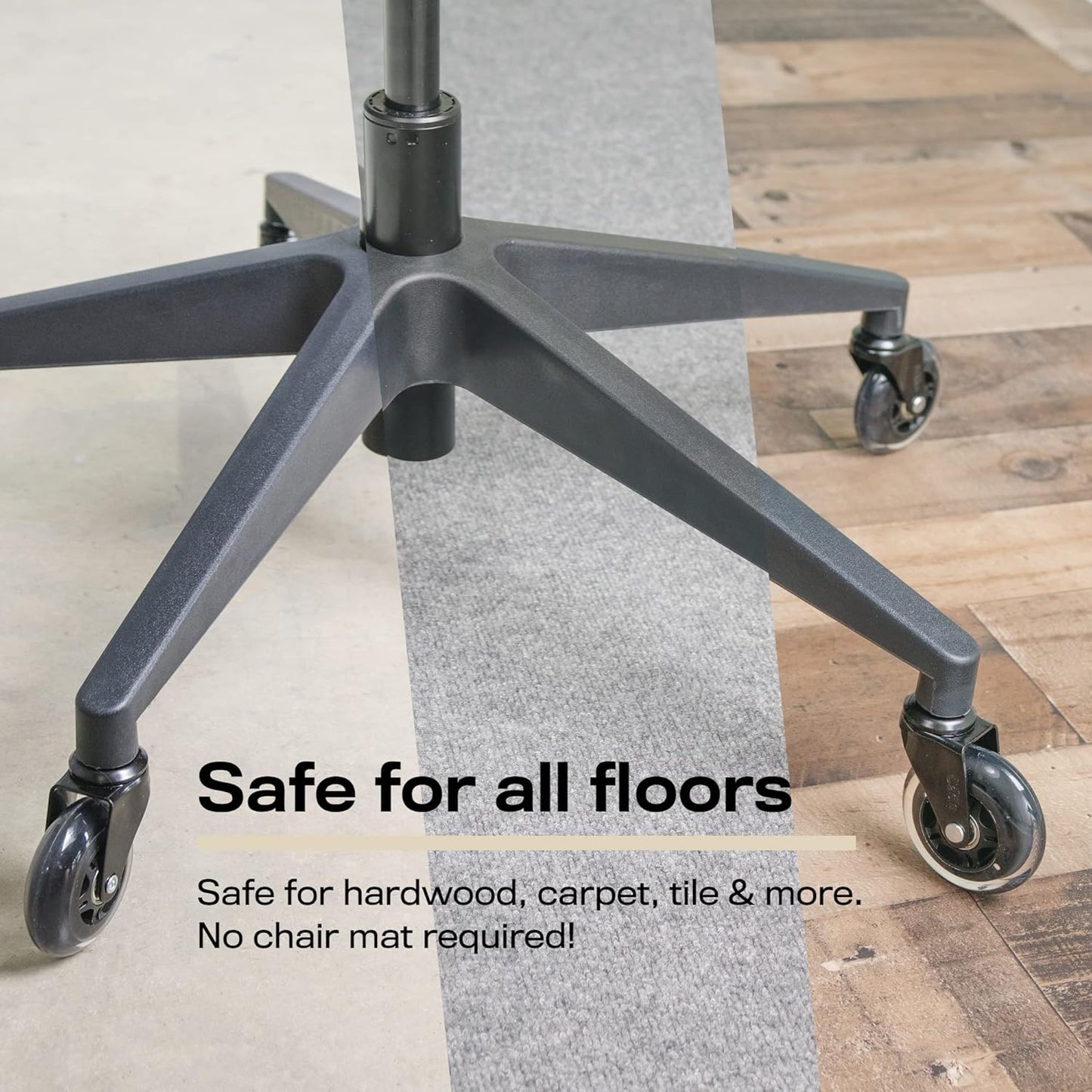 Office Oasis Rollerblade Office Chair Wheels - Smooth & Quiet Casters for Hardwood & Carpet - Set of 5
