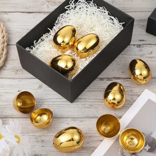 15 Pcs Fillable Golden Eggs Easter Plastic Empty Large DIY Crafts Hunt Games Party Favor Stuff
