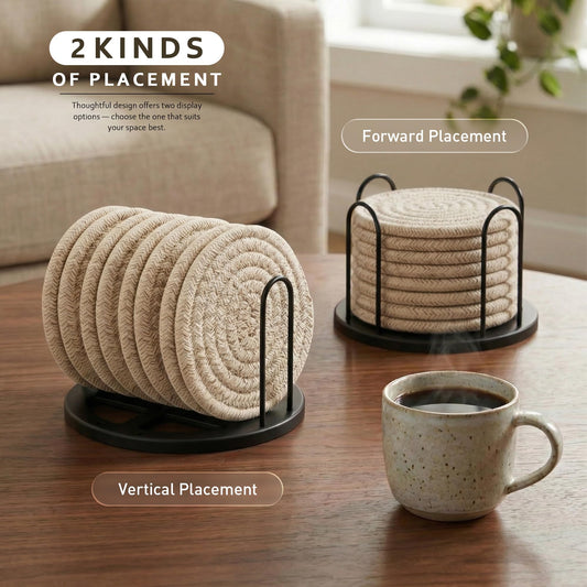 Lazebox Coasters Set of 8 for Drinks, 4 Inch Large Coasters for Coffee Table, Tabletop Protection for Hot & Cold Drinks, Versatile Coasters for Home Decor, Non-Slip & Easy to Clean