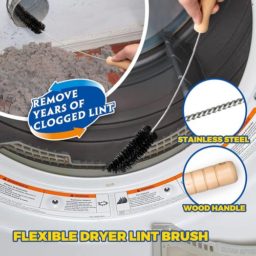 Holikme Dryer Vent Cleaner Kit - 2-Piece Lint Vacuum Attachment & Flexible Brush, Blue
