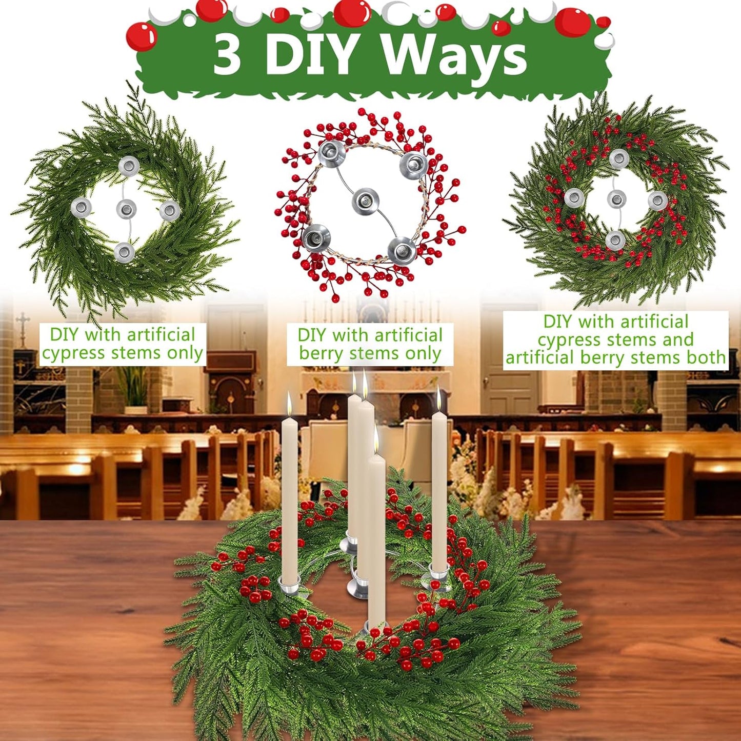 Regine Switzerland Christmas Advent Wreath Ring Set - 5 Candle Holders for Traditional Holiday Decor
