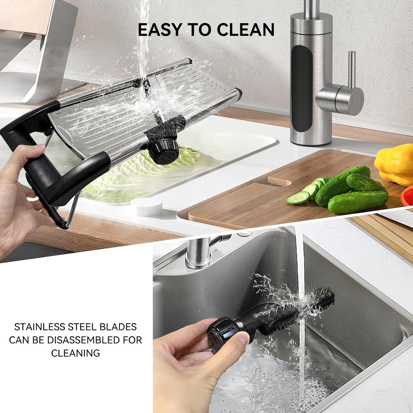 Skiennix Mandoline Slicer - Adjustable Stainless Steel Vegetable Chopper with Cut-Resistant Gloves