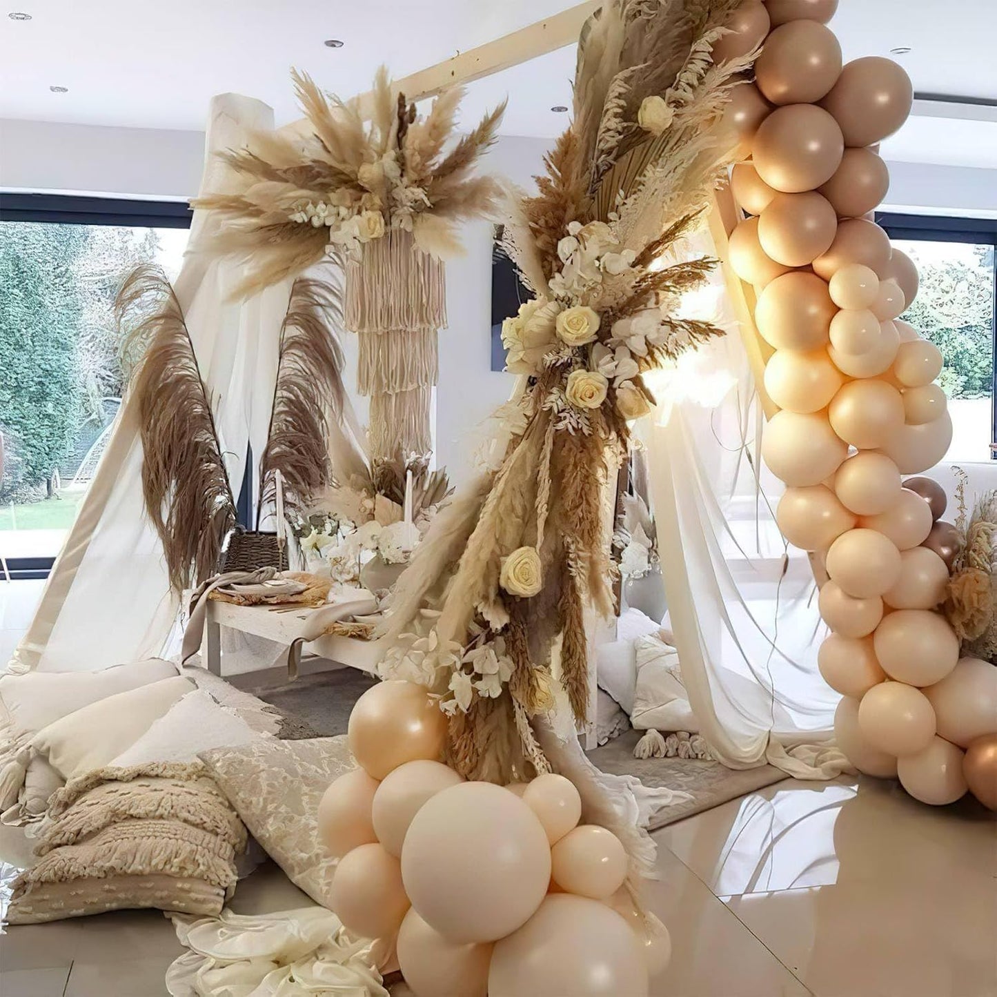 PartyWoo Nude Balloons - 50 Pcs 12 Inch Beige Apricot Latex Balloons for Weddings & Celebrations