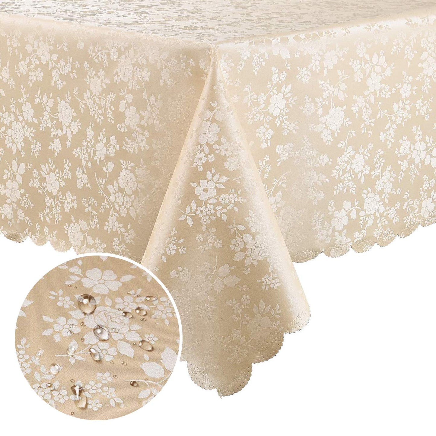 Smiry Rectangle Table Cloth, Waterproof Heavy Duty Vinyl Tablecloths, Wipeable Washable Table Cover for Kitchen and Dining Room (Beige, 52" X 70")