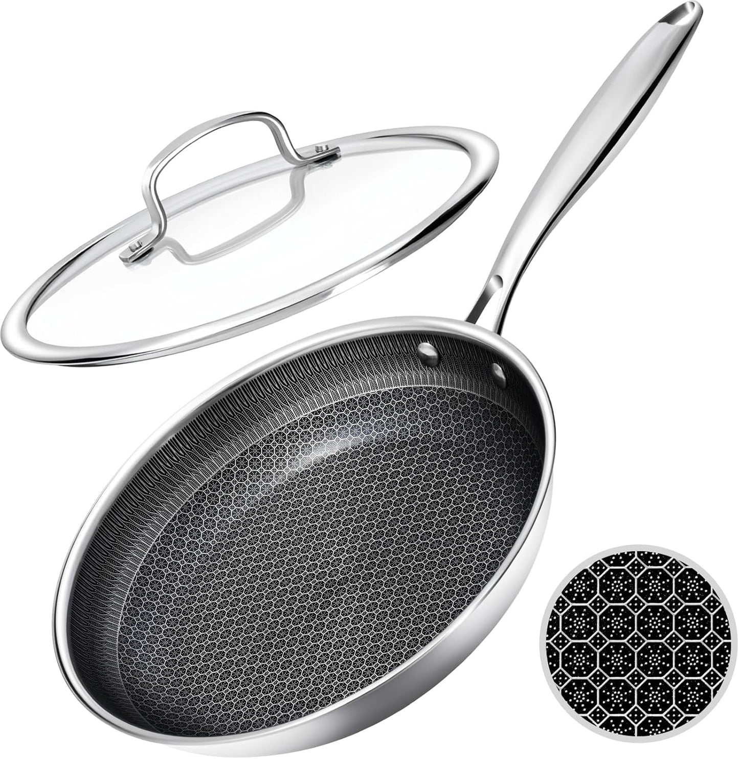 USELUCK Nonstick Frying Pan - 8-Inch Skillet with Honeycomb Surface, Oven-Safe & PFAS-Free