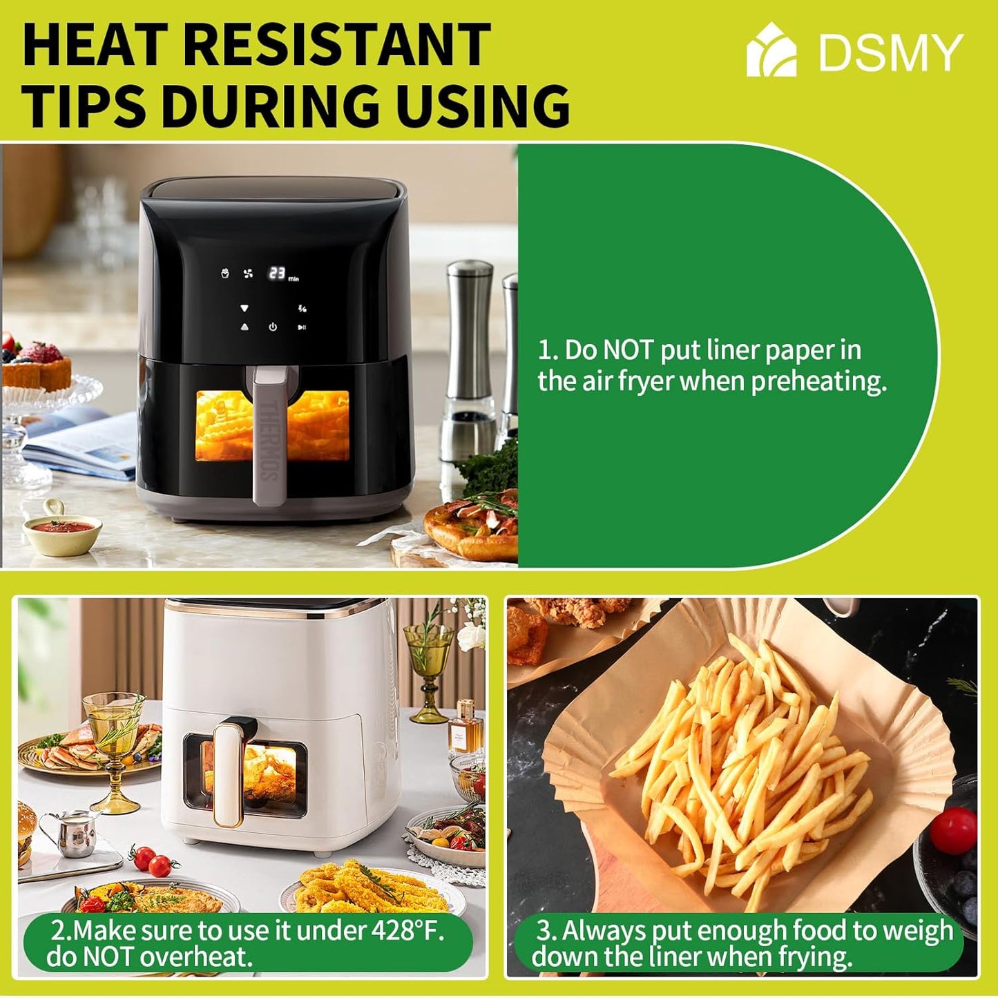Skiennix Air Fryer Disposable Paper Liners - 200 PCS Non-Stick 8 Inch Square Parchment for 5-8QT Cooking