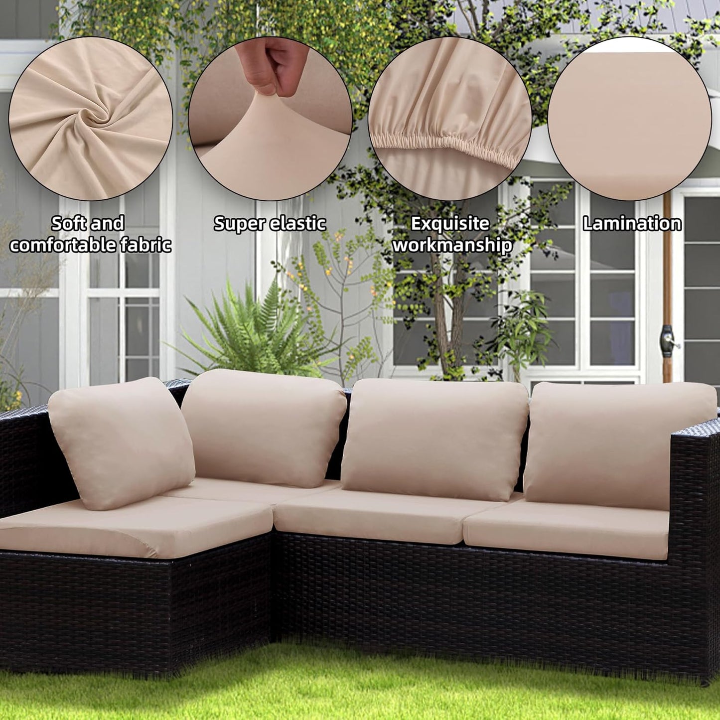 Skiennix Outdoor Cushion Covers Set - 12PCS Patio Furniture Slipcovers for Sofa & Sectional Chairs