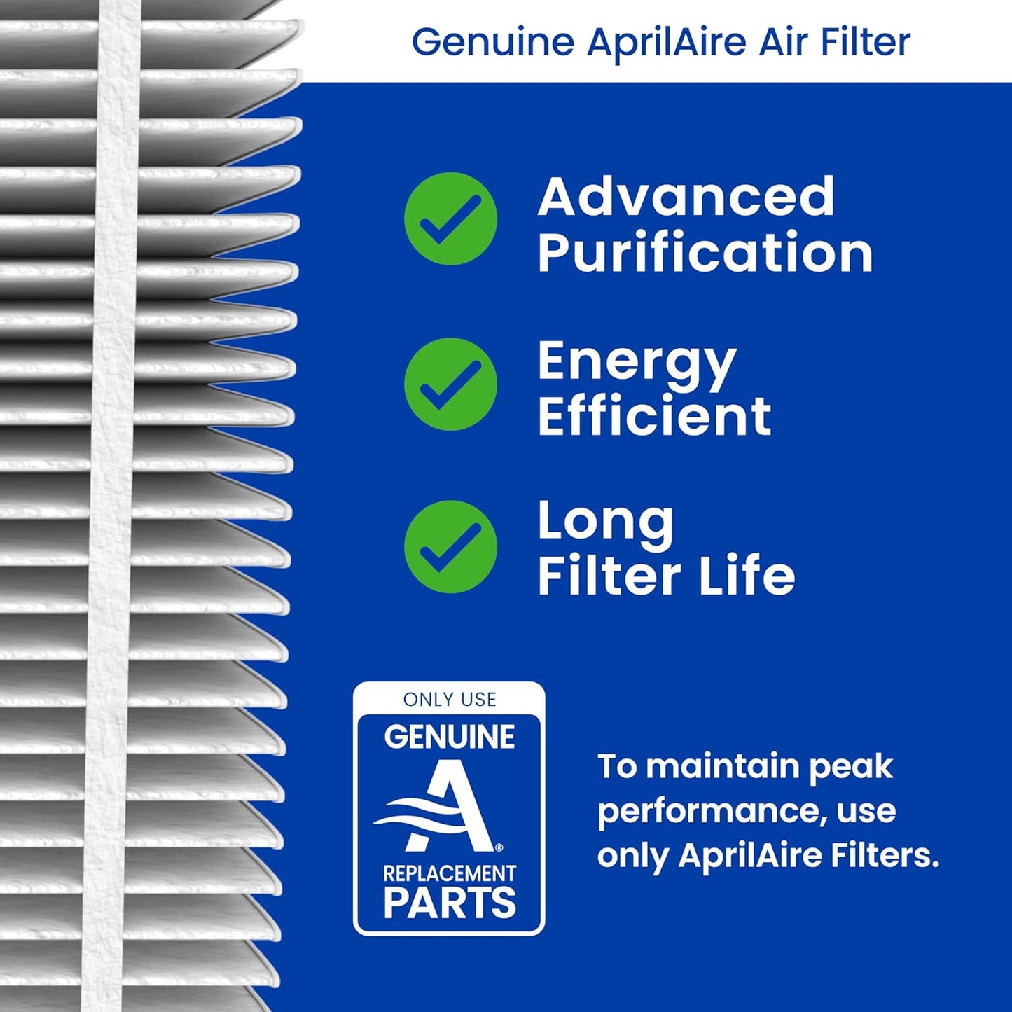 AprilAire 413 Replacement Filter - MERV 13 Air Purifier Filter for Healthy Home | 16x25x4 (Pack of 1)