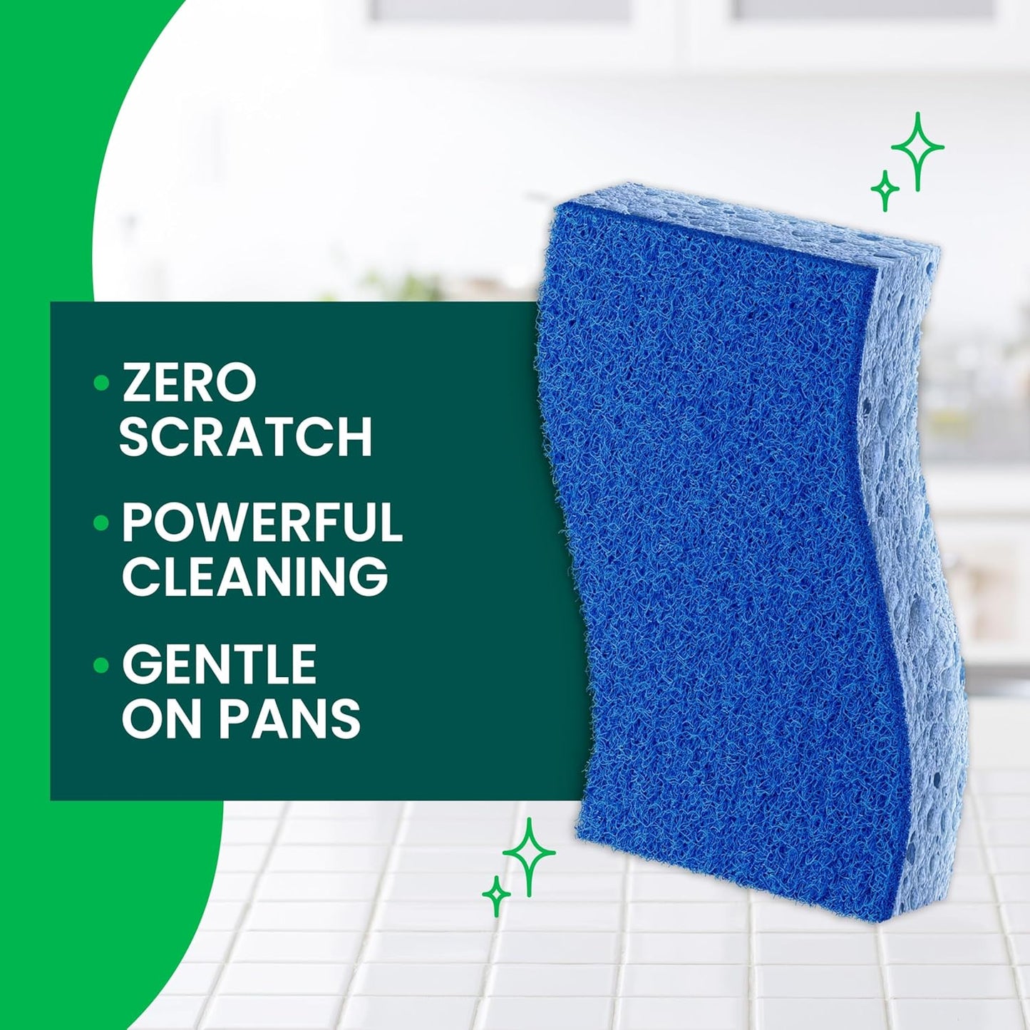 Scotch-Brite Zero Scratch Scrub Sponge | 6 Scratch-Free Kitchen Sponges for Multi-Surface Cleaning