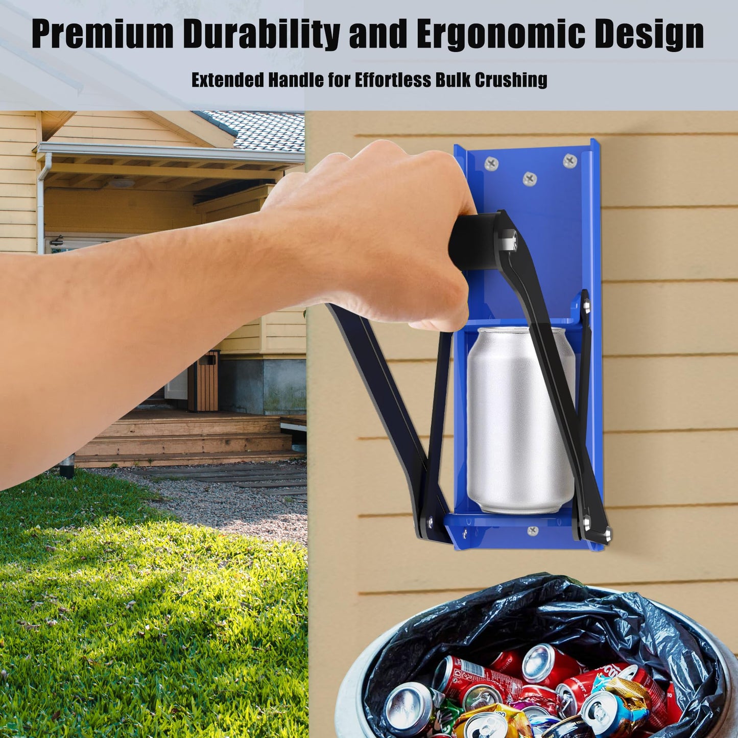 KANBOL Metal Can Crusher Wall Mounted Soda Can Smasher Crusher for Home Use, Eco-Friendly with Squirrel Art Stickers and Lubricant for Easy Recycling-B3