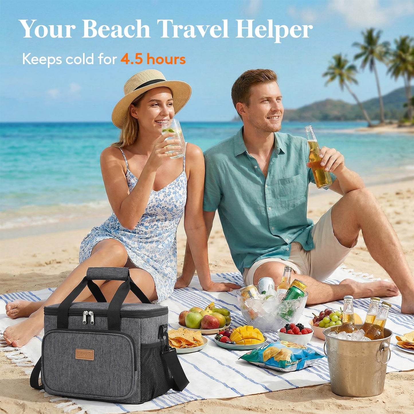 Lifewit Large Lunch Bag, Insulated Lunch Box, Soft Cooler Cooling Tote for Adult Men Women, Dark Gray 24-Can (15L)