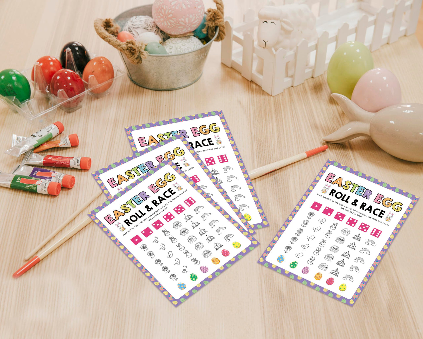 Xeqej 25 Easter Egg Roll Dice Game Cards, Easter Family Games, Easter Egg Games, Roll A Dice Activity, Easter Party Supplies, Easter Party Favors, Family Activities, Fun Group Game for Family-1