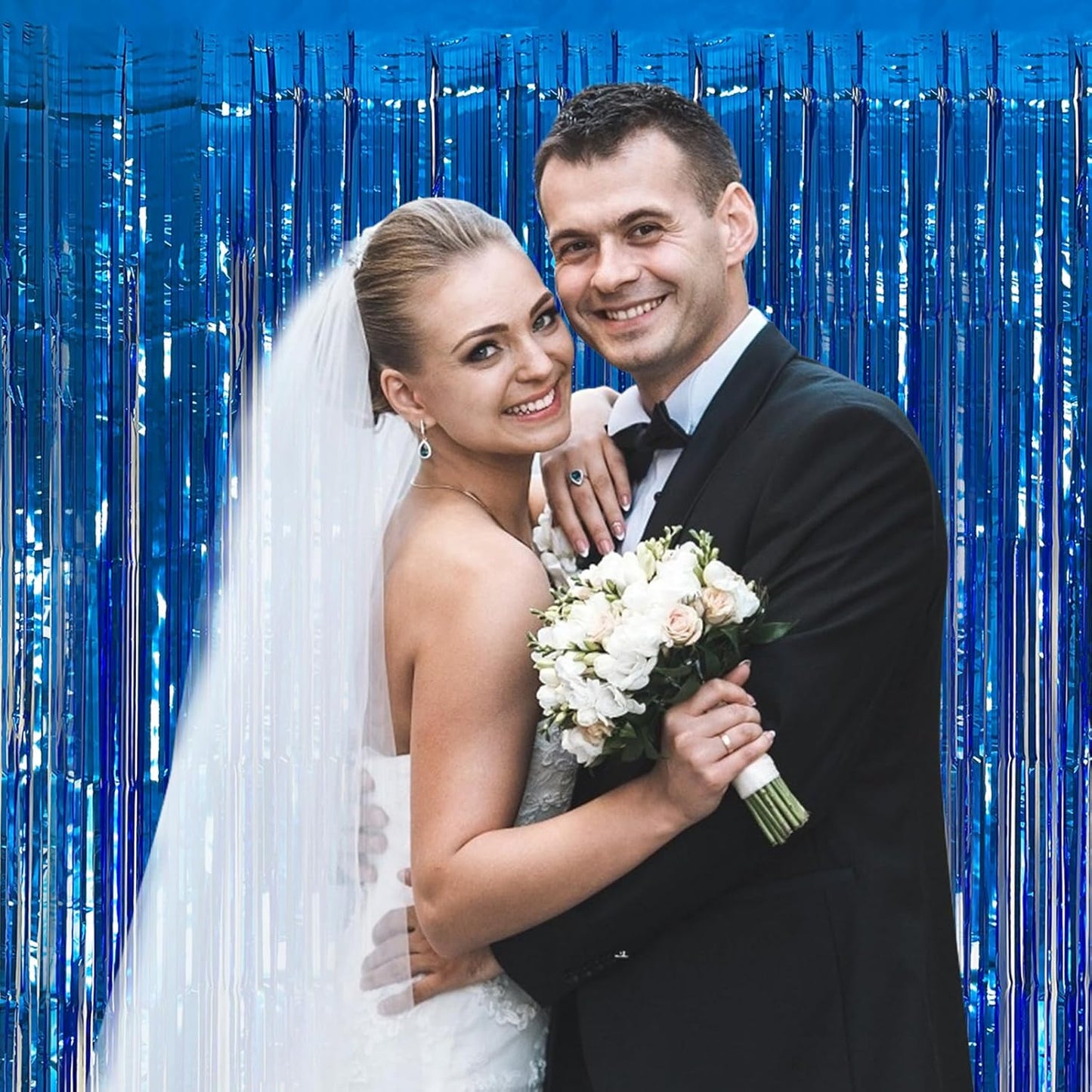 Skiennix Blue Party Decorations - Ocean Theme Streamers & Tinsel Foil Fringe Curtains | 2 Pack