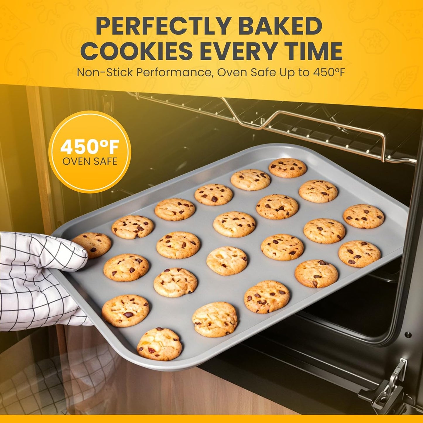 Skiennix Non-Toxic Bakeware Set - PFOA-Free 11pc Nonstick Carbon Steel Baking Pans | Space-Saving Design