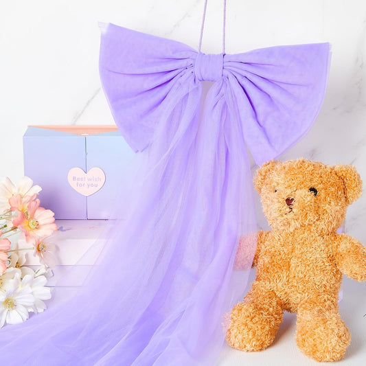 Zeyune Giant Purple Bow Party Decoration - 13.4 x 28.7 Inch Wall Decor for Birthdays, Weddings & Showers