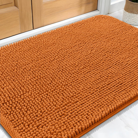 OLANLY Dog Door Mat - Absorbent Non-Slip Chenille for Muddy Paws | 34x21, Quick Dry, Indoor Entryway Carpet, Clay