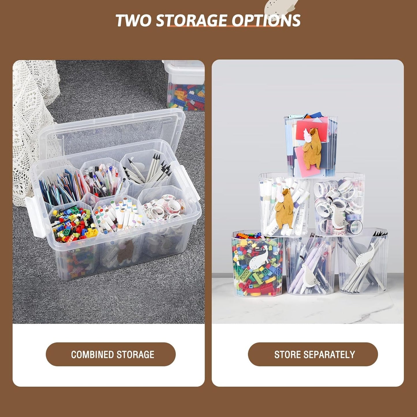 Loobuu 17QT Plastic Storage Bin with Lid - Stackable Clear Organizer Box for Art Supplies & Toys