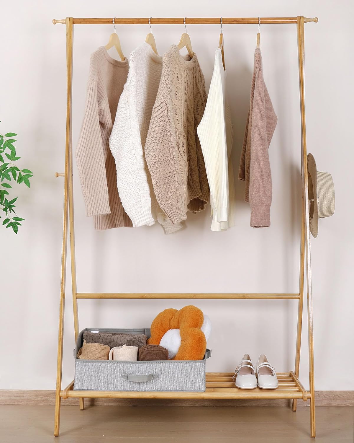 WUIKE Closet Organizers - Extra Large Fabric Storage Bins with Handles | Herringbone Gray, 3-Pack