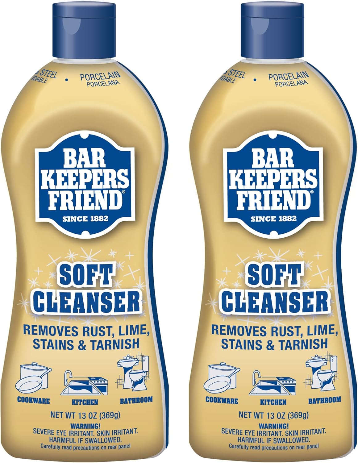 Bar Keepers Friend Soft Cleanser - 13 oz Liquid | Multipurpose Surface Cleaner for Soap Scum & Grease