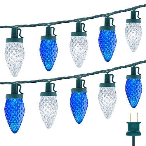 Brightown C9 LED Christmas String Lights, 2 Pack Total 132ft 200LED Outdoor Lights String, Plug-in Connectable Green Wire Lights, Waterproof Roofline Lights String for Outside Yard Christmas Holiday