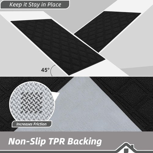 BEQHAUSE Dirt Trapper Door Mat - Non-Slip, Washable, Absorbent Entrance Mat | 20" x 32", Black