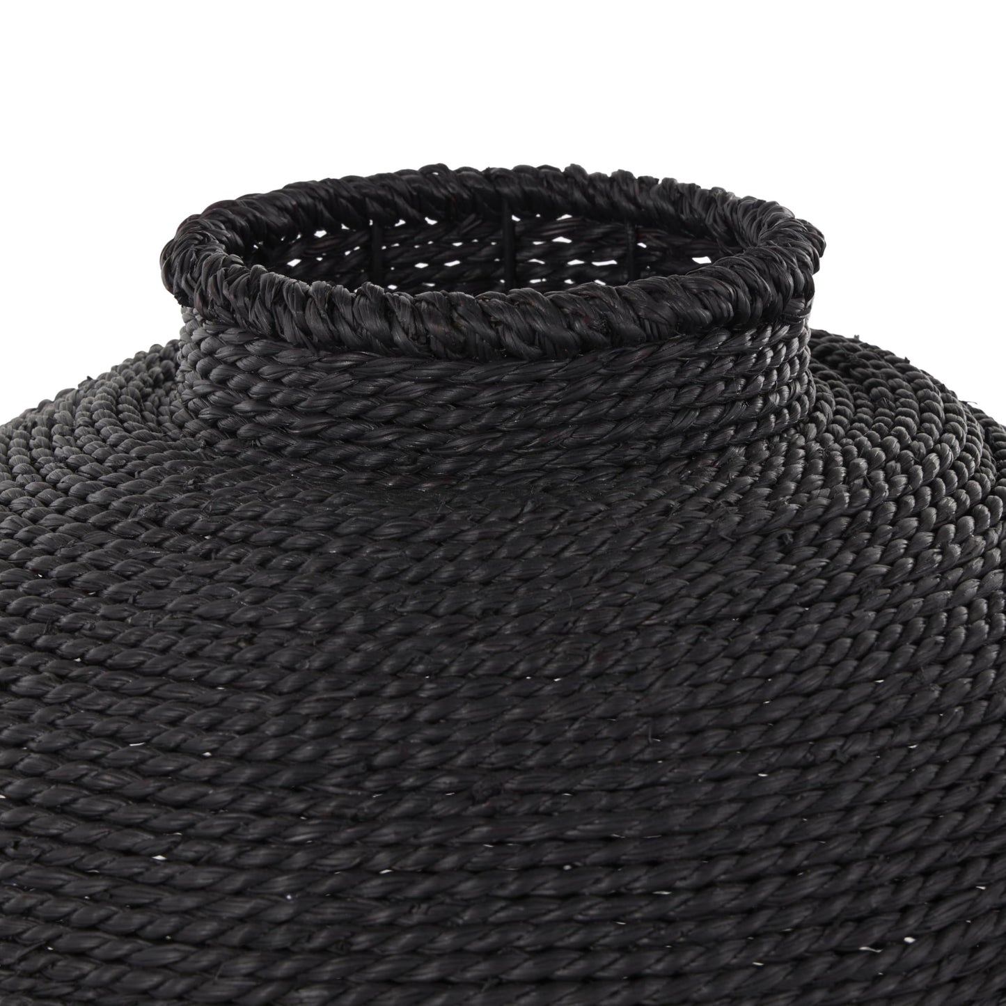 Deco 79 Metal Handmade Decorative Vase Wrapped Pot Centerpiece Vase, Flower Vase for Home Decoration 15" x 15" x 11", Black