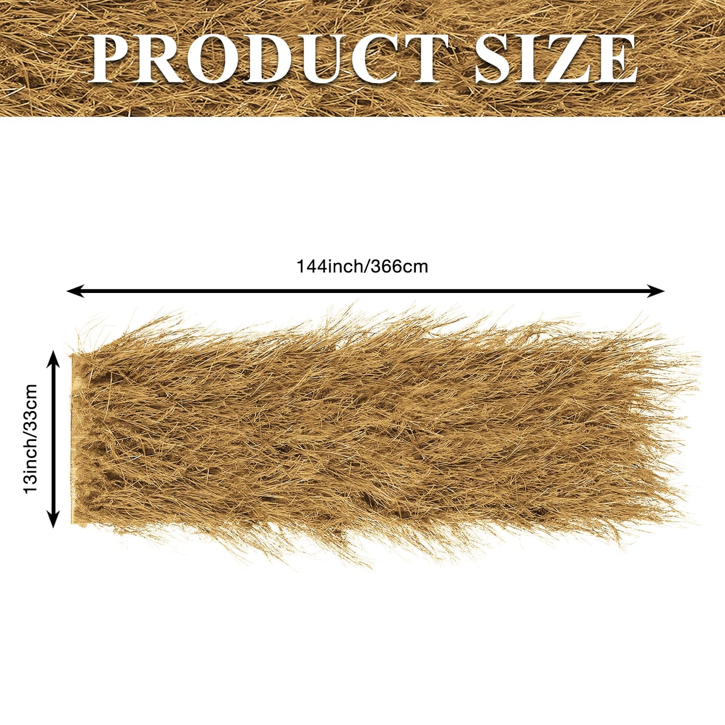 XLX TURF Fake Thatch Hay Table Runner 144 Inches Tiki Bar Western Cowboy Hawaiian Party Decorations - Realistic Artificial Straw Grass for Farm Wild One Birthday Table Centerpieces, DIY Crafts