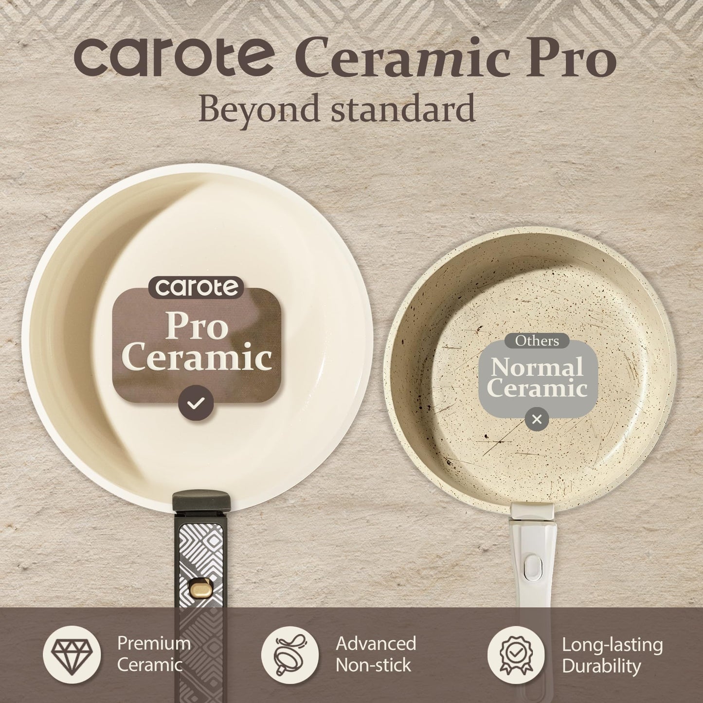 CAROTE 21-Piece Ceramic Cookware Set, Nonstick Pots and Pans Set with Detachable Handle, Non-Toxic Kitchen Cooking Set, Induction Compatible, Dishwasher & Oven Safe, Charcoal, Mothers Day Gifts