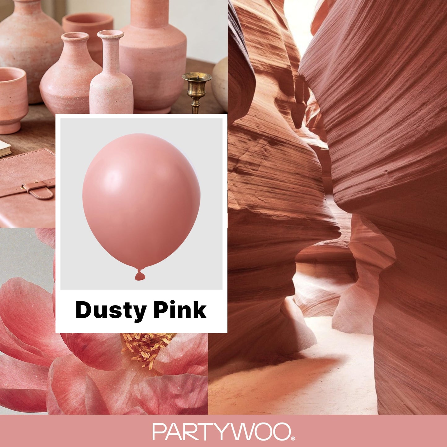 PartyWoo Dusty Pink Balloons 100pcs Different Sizes of 18 12 10 5 Inch Blush Pink Dusty Rose Boho Netural Balloon Arch Kit Garland for Baby Shower Princess Girl Birthday Party Decorations Pink-F01