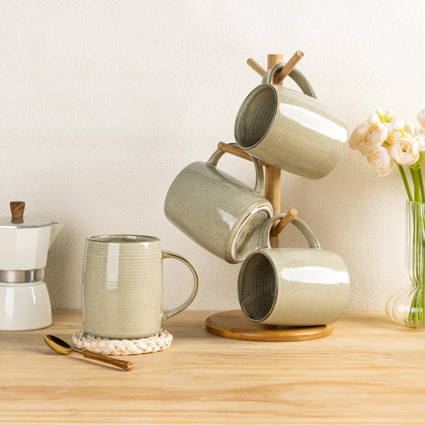 GBhome Large Coffee Mugs Set of 4, 18oz Handmade Ceramic Coffee Mugs Set with Gradient color for Latte/Tea/Beer/Hot Cocoa, Dishwasher & Microwave Safe, Cappuccino