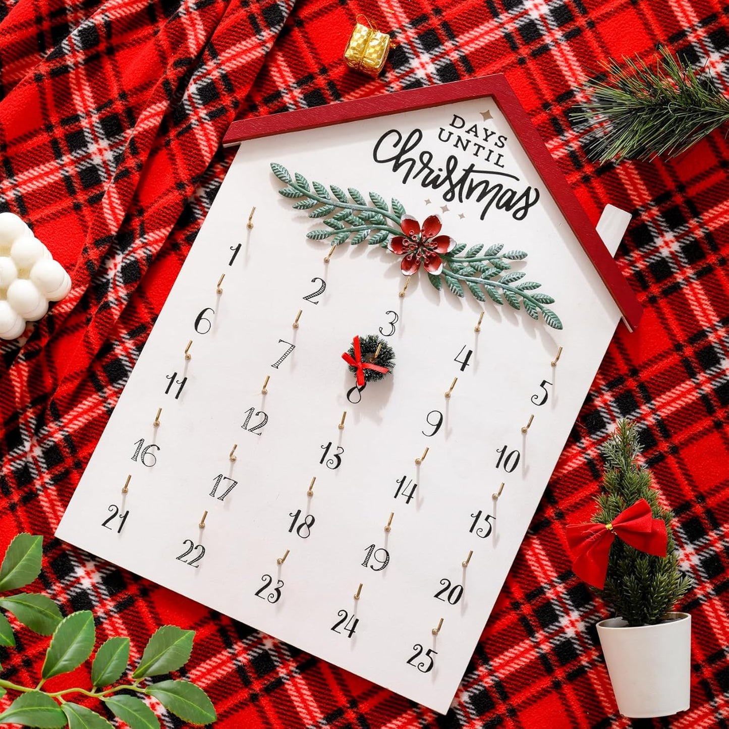 Regine Switzerland Christmas Countdown Calendar - Rustic Wooden Advent Decor for 25 Days Until Christmas
