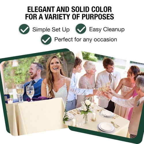 Exquisite 6 Pack Ivory Plastic Table Cloth - 70 x 120" Rectangle Disposable Tablecloth for Parties - Rectangle Tablecloth - Disposable Table Cloths for Parties - Great for Picnics And Formal Events