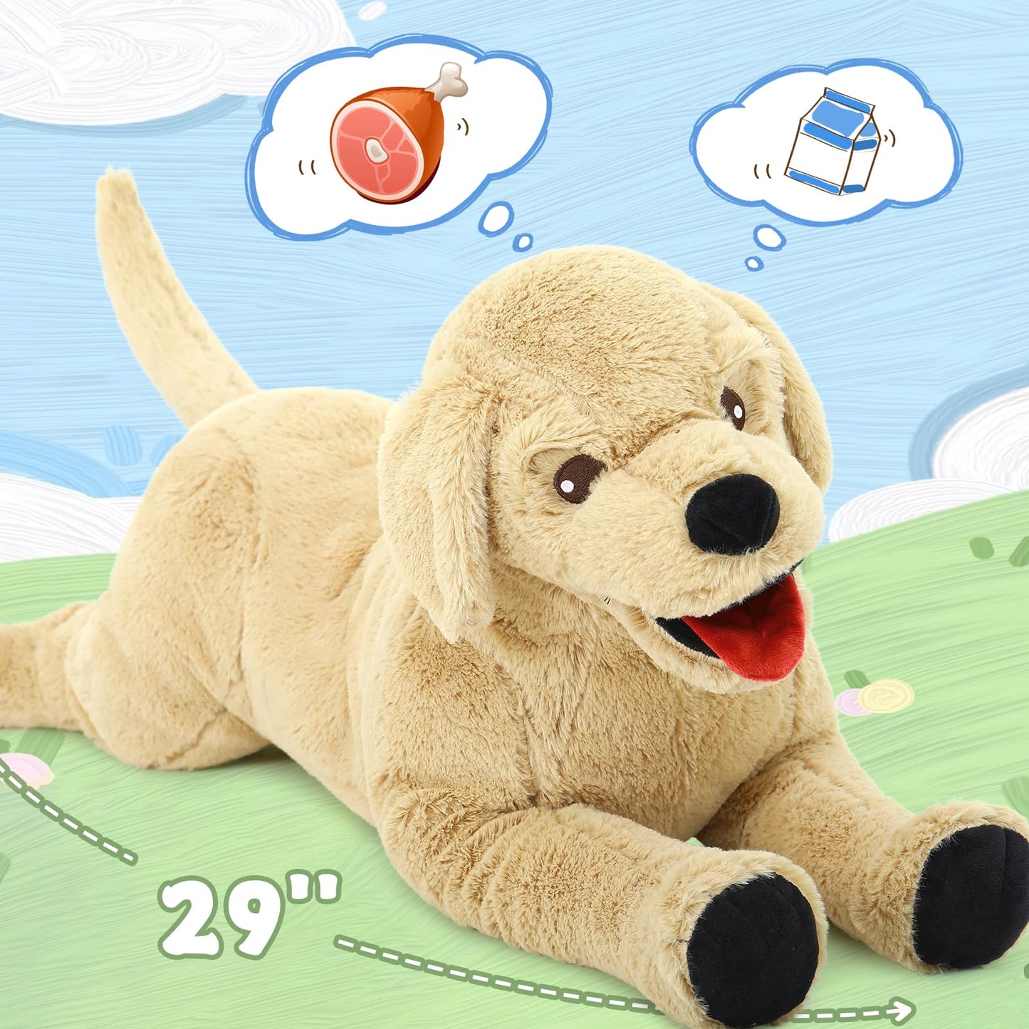 Lanmore 29" Dog Stuffed Animal Large Puppy Plush Golden Retriever Dogs Hugging Pillow for Kids Girlfriend, Gift for Birthday Christmas Valentine's Day Halloween(Light Brown)