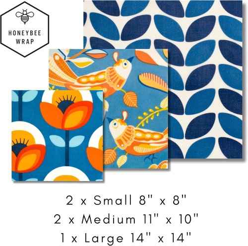 Honeybee Reusable Beeswax Wraps - Eco-Friendly Food Storage | 5 Pack | Handmade in Australia
